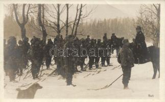 WWI Swedish military, soldiers in the snow, photo, Első világháborús svéd katonai lap, katonák a hóban, photo
