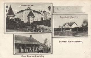 Pannonhalma vasútállomással és Nemed János vasúti vendéglőjével, Divald