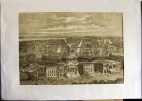 cca 1880 4 db régi metszet: A Fehér ház építése 36x25 cm + 2 db Garibaldi, + felvonulás