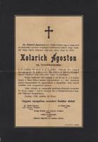 1943 Kolarich Ágoston nyugalmazott honvédszázados (Zombor) gyászjelentése