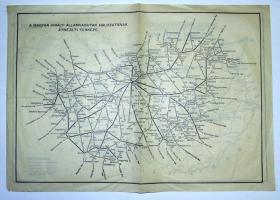 cca 1939 MÁVAUT és MÁV autóbusz és vasútútvonalak térképe 40x38 cm