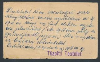 1916 A Cibakházi Tűzoltó Parancsnokság által küldött levelezőlap