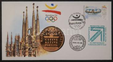 1992 "Barcelona-magyar csapat" emlékérem FDC borítékon T:PP Csak 10.000db! T:I