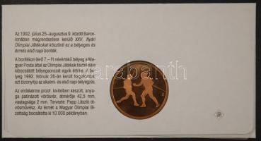 1992 "Barcelona-magyar csapat" emlékérem FDC borítékon T:PP Csak 10.000db! T:I