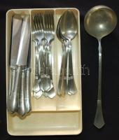 cca 1910 Hiánytalan 6 személyes, 25 darabos alpakka étkészlet / Alpakka set of cutlery 25 pieces