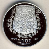 1996. 2000Ft Ag "Honfoglalás 1100. évfordulója" T:PP Csak 10000db! Díszdobozban, tanúsítvánnyal!