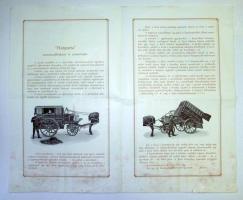 cca 1890 Hungária szemétszállítókocsi és szemétveder képes reklámnyomtatvány. Bp., Rovó Aladár ny. 2...