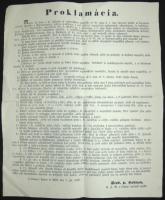 1849 Haynau július 1.-i kiáltványa szlovák nyelven / Proclamation of Haynau in Slovakian 34x43 cm