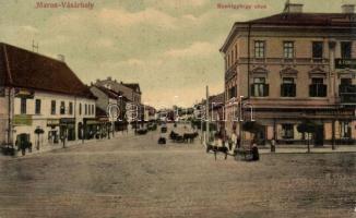 Marosvásárhely Szentgyörgy street with the shop of Sándor Harmath (fl)