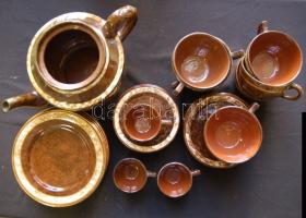 28 darabos Gránit kerámia készlet: kancsó, csésze, tányérok, alátétek