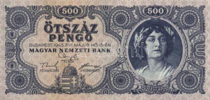 1945. 500P (2x) egymás utáni sorszámmal T:I- (apró sarokkopás)
