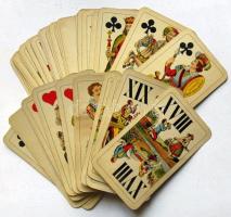 cca 1910 Játékkártyagyár és nyomda 42 lapos tarokk kártya pakli szép állapotban / Vintage tarot deck in nice shape
