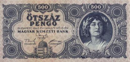 1945. 500P (3x) nagyon közeli sorszámmal T:I- (apró sarokkopás)