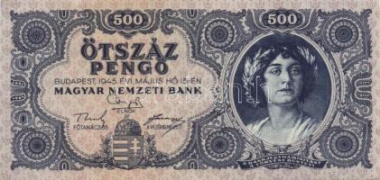 1945. 500P (3x) nagyon közeli sorszámmal T:I- (apró sarokkopás)