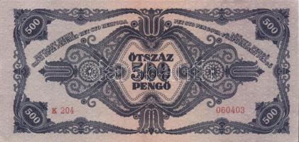 1945. 500P (3x) nagyon közeli sorszámmal T:I- (apró sarokkopás)