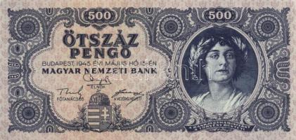 1945. 500P (3x) nagyon közeli sorszámmal T:I- (apró sarokkopás)