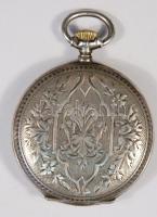 Dekoratív ezüst apáca zsebóra, díszes dupla fedelű, szép állapotban! / Small silver pocket-watch