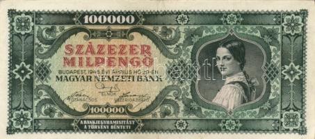 1946. 100.000MP (4x) színváltozatok közte T:I-,II