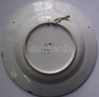 XIX. századi jelzett kézzel festett kerámia falitányér d:23cm