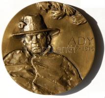 Gáti Gábor (1937-) 1977. "Ady Endre" költő, politikai újságíró bronz emlékérem (112mm) T:2 / 1977. Endre Ady poet, political journalist Br commemorative medal Sign: Gábor Gáti (112mm) C:XF