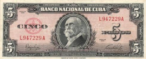 Kuba 1949. 5P + 10P + 1960. 1P T:II-,III Cuba 1949. 5 Pesos + 10 Pesos + 1960. 1 Peso C:VF,F