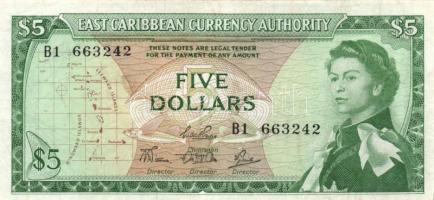 Kelet-Karibi Államok 1965. 5$ sign.4 T:II- R! East Caribbean States 1965. 5$ signature 4 C:VF rare!