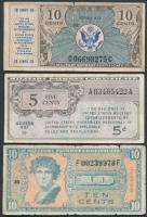 USA/katonai kiadások 1947-1973. 5c + 10c (2x) T:III,III- USA/Military Payment Certificate 1947-1973. 5 cents + 10 cents (2x) C:F,VG