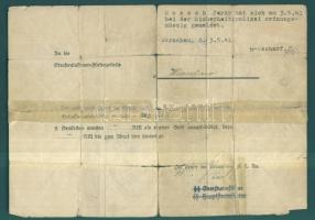 1941 Újverbászi születésű férfi szabadulólevele az auswitzi koncentrációs táborból 14 hónapnyi fogsá...