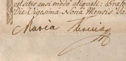 1779 Adómentességet adományozó levél Bazilides Mihály és Roszt Barbara részére Mária Terézia császár...