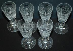 6db új metszett likőrös pohár hibátlan állapotban