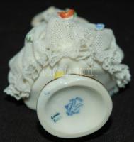 Kézzel festett áttört ruhás porcelán táncoslány figura (a ruha szélén kis hibák) / Handpainted china...