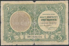 Lengyelország /Pénzügyminisztériumi kiadás/ideiglenes 1925. 5Zl T:IV R! Poland/Ministry of Finance/Bilet Zdawkowy issue 1925. 5 Zlotych C:VG Rare!