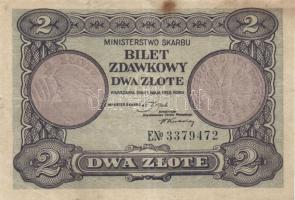 Lengyelország /Pénzügyminisztériumi kiadás/ideiglenes 1925. 2Zl T:III+  Poland/Ministry of Finance/Bilet Zdawkowy issue 1925. 2 Zlote C:F+