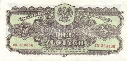 Lengyelország/II.V.H. Lengyel Nemzeti Felszabadítási Bizottság/Lengyel Nemzeti Bank 1944. 5Zl T:II- Poland/Post WWII Committee of National Liberation/Polish National Bank 1944. 5 Zlotych C:VF