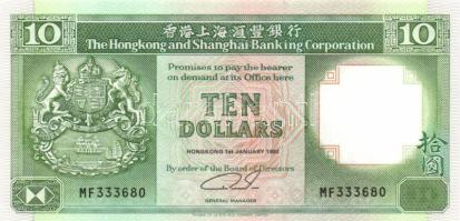 Hongkong 1992. 10$ T:I Hong Kong 1992. 10 Dollars C:Unc