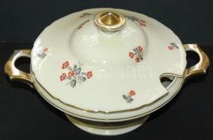 Apró virágokkal díszített C.T. Altwasser jelzett német porcelán leves tál és kínáló tál / German chinaware suop-bowl and bowl