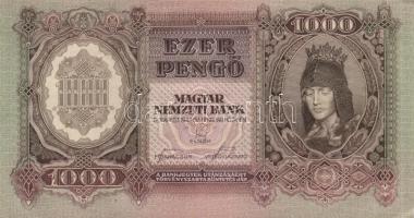 1943. 1000P elő-és hátoldalon felfelé csúszott nyomat T:I-