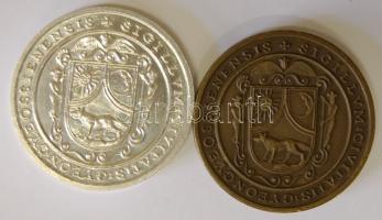 1984. "MÉE - Gyöngyös alapításának 650. évfordulójára" Br + Ag 64,1g emlékérem pár szign.:...