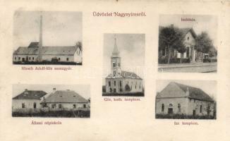Nagynyíres with synagogue, distillery and railway station