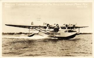Brazilian clipper ship taking off at Pan American Airport, Miami, Florida