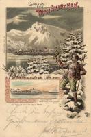 1898 Traunkirchen, alpinist litho