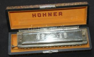 cca 1930 M. Hohner professzionális kromatikus (váltós) szájharmonika eredeti keménytokban / Professi...