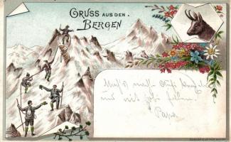 1897 Alpinists, folklore litho (EK)