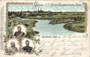 1897 Myslowice, triple border litho