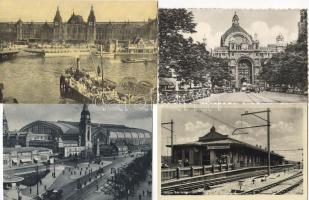 1920-1940. 4 db külföldi vasútállomás képeslap