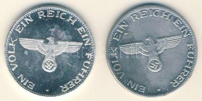 Németország DN "Adolf Hitler" ezüstözött ffém emlékérem + öntvény hamisítványa T:PP