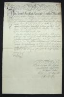 1780 Hadik András tábornok, az udvari haditanács elnök által saját kezűleg aláírt, német nyelvű levél két főtiszt ügyében. / Letter in German with autograph signature of Count Andreas Hadik general, president of the Governing Council regarding.