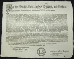 1796 Katonaszökevények részére adott közkegyelem hirdetménye német nyelven / General-amnesty for deserted soldiers in German. 43x37 cm