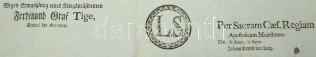 1796 Katonaszökevények részére adott közkegyelem hirdetménye német nyelven / General-amnesty for des...