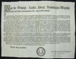 1792 Katonaszökevények részére adott közkegyelem hirdetménye német nyelven / General-amnesty for deserted soldiers in German. 43x37 cm